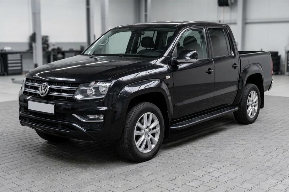 Volkswagen Amarok 2010-2022 гг. Боковые пороги Bosphorus Black (2 шт., алюминий) Image