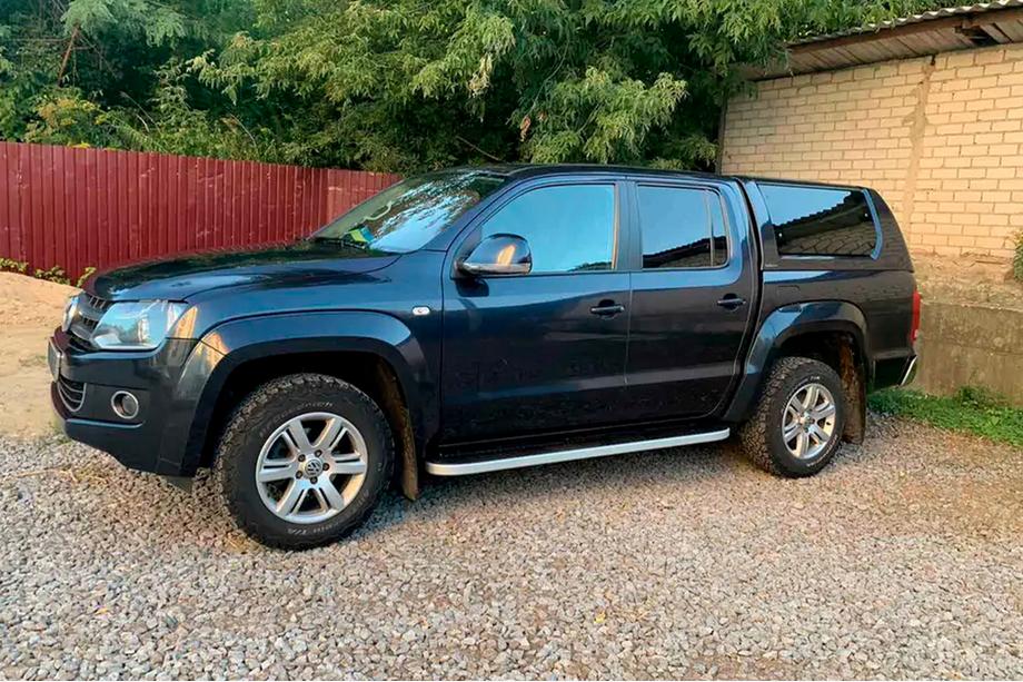 Volkswagen Amarok 2010-2022 гг. Боковые Подножки Tayga Grey (2 шт., Алюминий) Фото 5