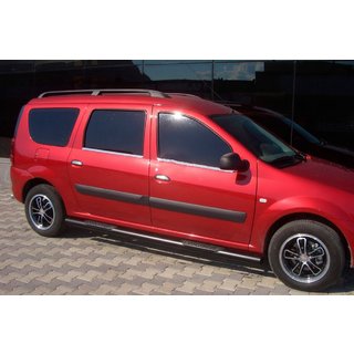 Боковые трубы Black (2 шт., нержавейка) Dacia Logan MCV 2004-2014 гг. фото 3
