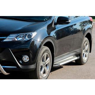 Боковые пороги Allmond Grey (2 шт., алюминий) Toyota Rav 4 2013-2018 гг. фото 1