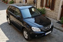 Chery Tiggo 3 2005- гг. Боковые пороги Bosphorus Black (2 шт., алюминий) фото 1