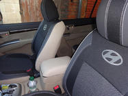 Hyundai Santa Fe 2 2006-2012 гг. Авточехлы (Эко-кожа↗Ткань, Premium) фото 7