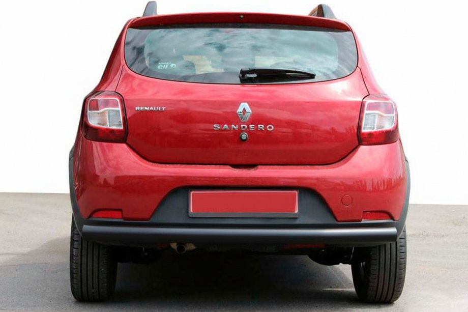 Dacia Sandero 2013-2020 гг. Задняя дуга AK002 Черная (нерж. сталь) Фото 1