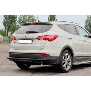 Задняя дуга AK002 Черная (нерж.) Hyundai Santa Fe 3 2012-2018 гг. фото 1