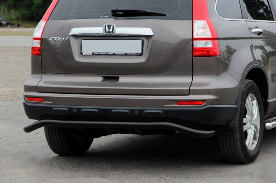 Honda CRV 2012-2016 гг. Задняя дуга AK008 Черная (нерж. сталь) Фото 1