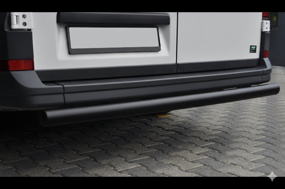 Volkswagen Crafter 2016- гг. Задняя защита AK002 Черная (нерж. сталь) Image