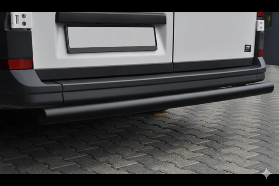 Volkswagen Crafter 2016- гг. Задняя защита AK002 Черная (нерж. сталь) Фото 1