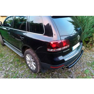 Задняя защита AK002 Черный (2 шт., нержавейка) Volkswagen Touareg 2002–2010 гг. фото 2