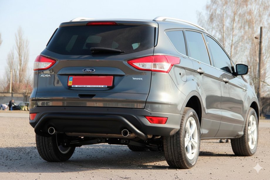 Ford Kuga 2008-2013 гг. Задняя дуга AK007 Черная (нерж. сталь) Фото 2