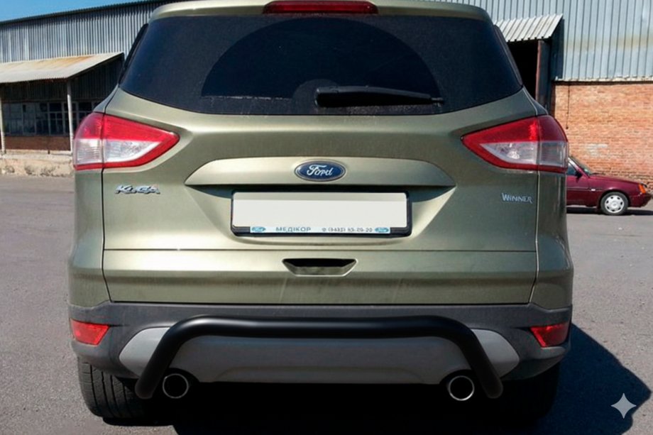 Ford Kuga 2008-2013 гг. Задняя дуга AK007 Черная (нерж. сталь) Фото 3