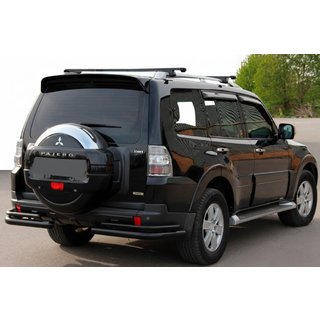 Задняя двойная дуга AK003 Черная (нерж. сталь) Mitsubishi Pajero Wagon IV 2006-2021 гг. фото 1