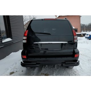 Задние Двойные Дуги AK003-2 Черные (2 шт., Нержавейка) Toyota Land Cruiser Prado 120 2002-2009 гг. фото 2