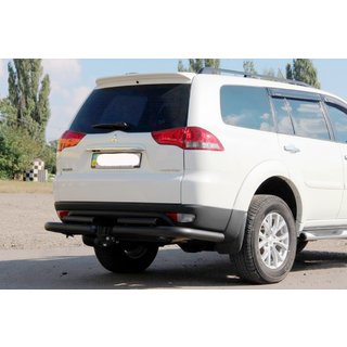 Задняя защита AK003-Special Black (2 шт., нержавейка) Mitsubishi Pajero Sport 2008-2015 гг. фото 1