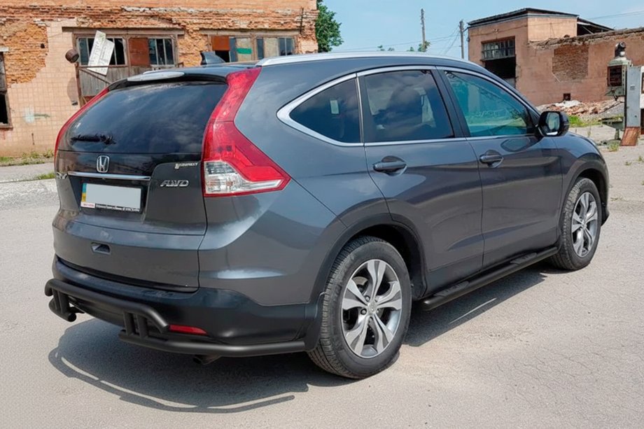 Honda CRV 2012-2016 гг. Задняя дуга AK003-21 Черная (Нержавейка) Фото 5