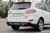 Hyundai Santa Fe 2 2006-2012 гг. Задняя дуга AK002-2 Черная (Нержавеющая сталь) фото 5
