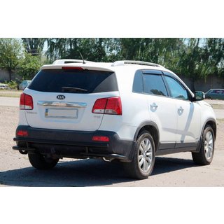 Задняя дуга AK003-2 Черная (Нержавейка) Kia Sorento II XM 2009-2014 гг. фото 1