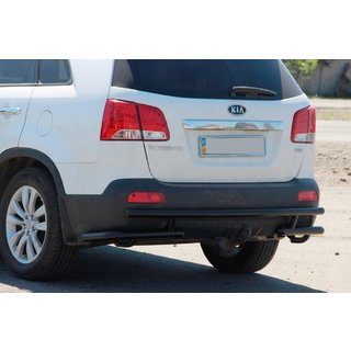 Задняя дуга AK003-2 Черная (Нержавейка) Kia Sorento II XM 2009-2014 гг. фото 2