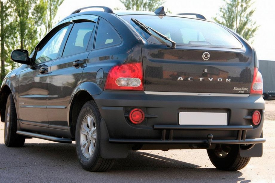 SsangYong Action 2005-2018 гг. Задняя защита AK005-2 Черный (нерж. сталь) Фото 1
