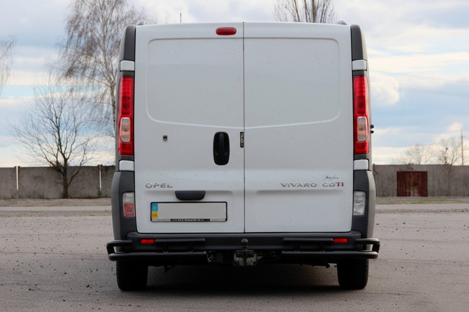 Renault Trafic 2001–2015 гг. Задняя защита AK003-Plus-2 Черный (нержавейка) Фото 2
