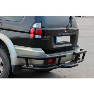 Задняя защита AK-Special Black (нержавейка) Mitsubishi Pajero Sport 1996-2007 гг. фото 1