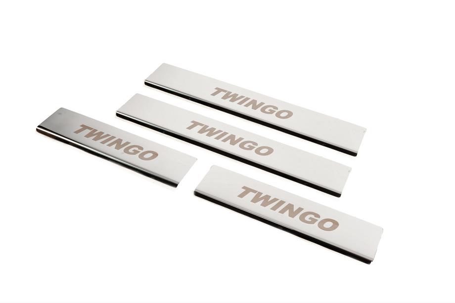 Renault Twingo 2007-2014 гг. Накладки на пороги Carmos из нержавеющей стали Фото 2