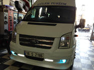 Ford Transit 2000–2014 гг. Накладка на передний бампер (2006-2014, DRL, с решеткой) фото 4