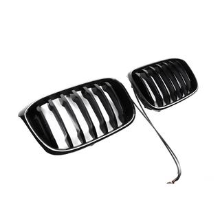 Решетка радиатора «ноздри» 1 Bar LED (2018-2021, черный глянец) BMW X3 G01 2018- гг. фото 4