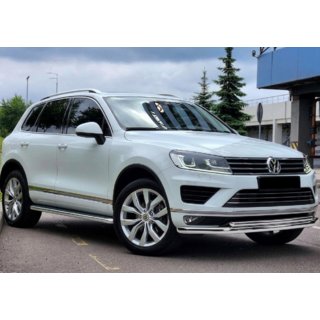 Передняя защита ST014 (нержавейка) Volkswagen Touareg 2010-2018 гг.