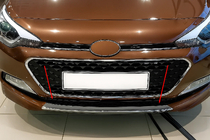 Hyundai I-20 2014-2020 гг. Накладка на решетку бампера 2014-2018 (нержавейка) фото 1