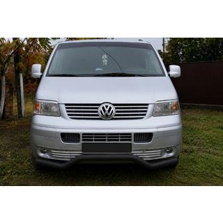 Передняя защита Волна ST007 Black (нерж.) Volkswagen T5 Transporter 2003-2010 гг. фото 3