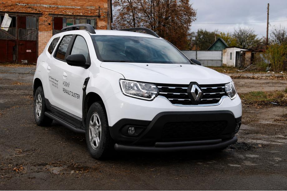 Renault Duster 2018-2024 гг. Передняя защита (кенгурятник) F3-10 Black (нерж. сталь) Фото 3