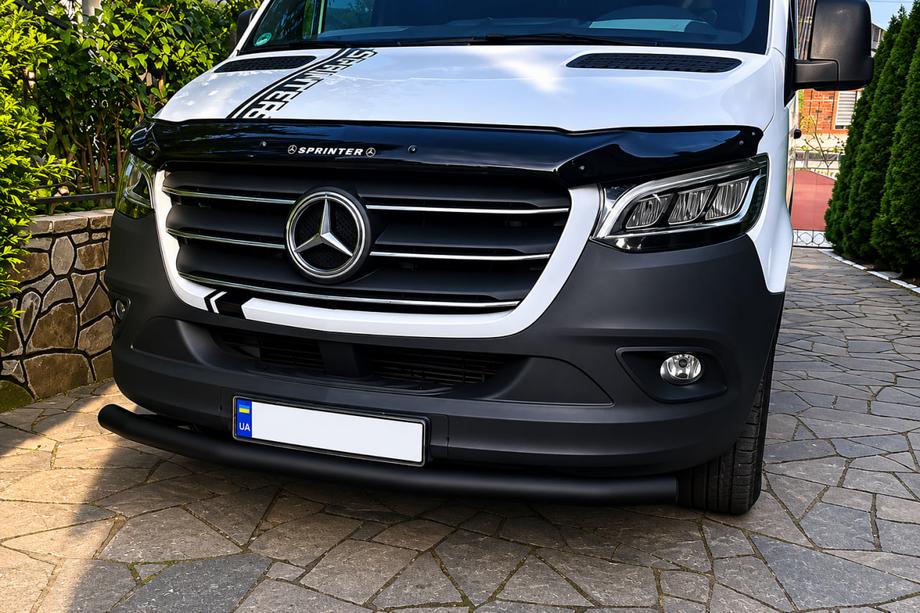 Mercedes Sprinter W907/W910 2018- гг. Передняя защита ST008 Black (нерж.) Image