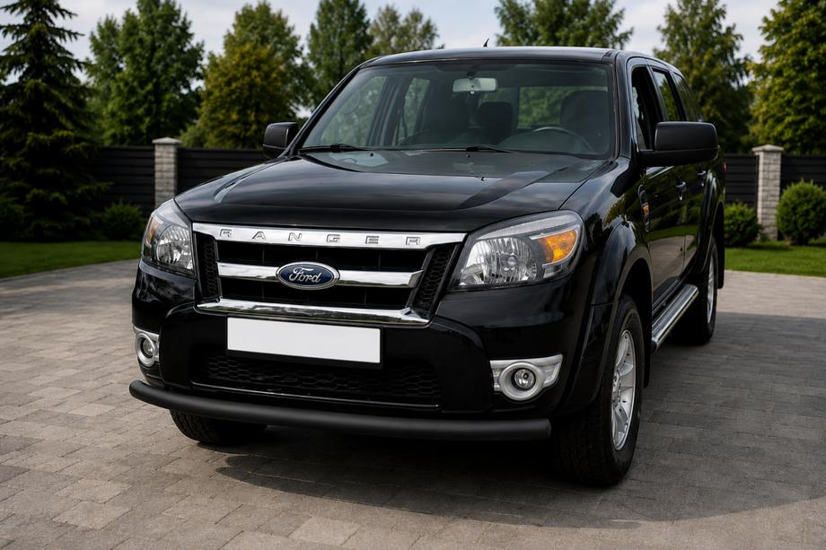 Ford Ranger 2007-2011 гг. Передняя защита ST008 Черная (Нержавейка) Фото 1