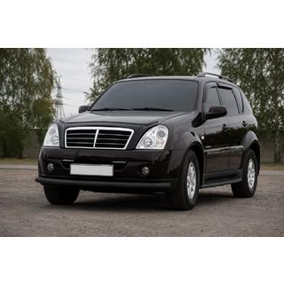 Передняя защита ST008 Черная (Нержавейка) SsangYong Rexton I 2001-2017 гг. фото 1