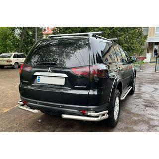 Задняя защита AK003-Double (2 шт., нержавейка) Mitsubishi Pajero Sport 2008-2015 гг.