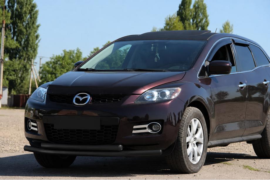 Mazda CX-7 2006-2012 гг. Передняя защита ST014 Черная (Нержавеющая сталь) Image