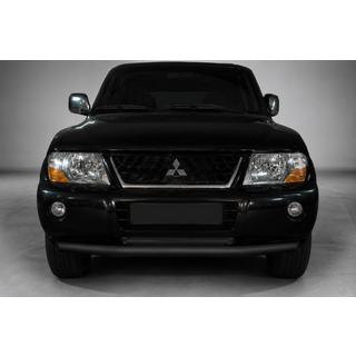 Передняя защита ST014 Черная (Нержавеющая сталь) Mitsubishi Pajero Wagon III 1999-2006 гг.