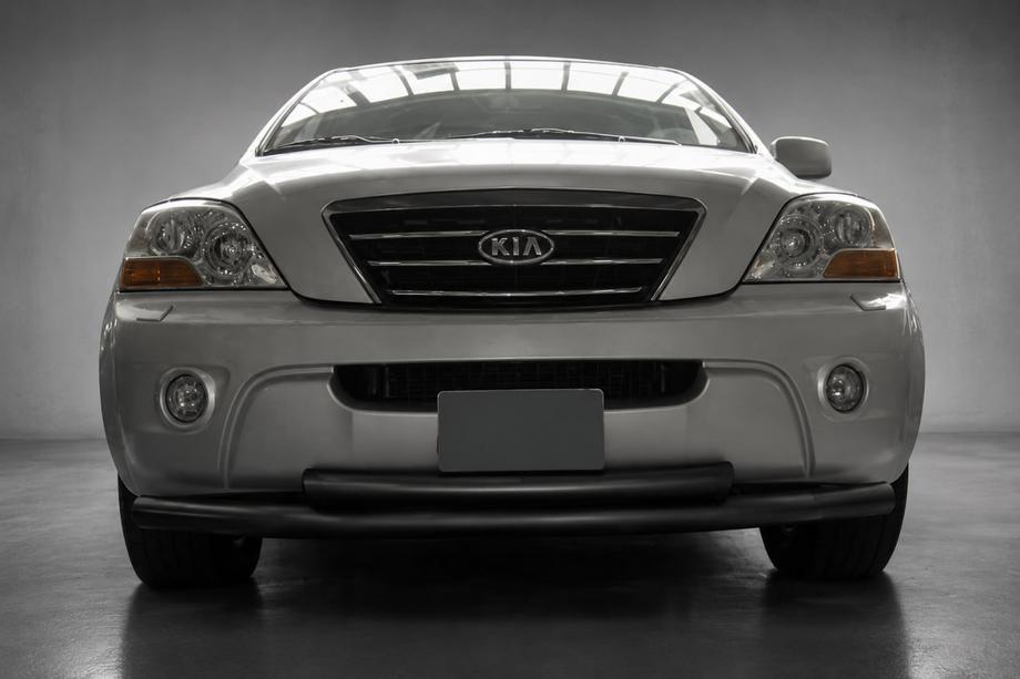 Kia Sorento I BL 2002-2009 гг. Передняя защита ST014 Черная (Нержавеющая сталь) Фото 1