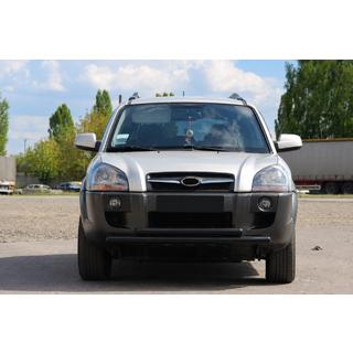 Передняя защита ST014 Черная (Нержавеющая сталь) Hyundai Tucson JM 2004- гг. фото 1
