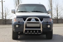 Mitsubishi Pajero Sport 1996-2007 гг. Кенгурятник QT007 (нержавейка) фото 1