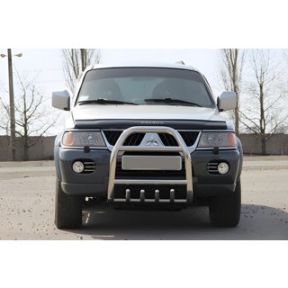 Кенгурятник QT007 (нержавейка) Mitsubishi Pajero Sport 1996-2007 гг. фото 1