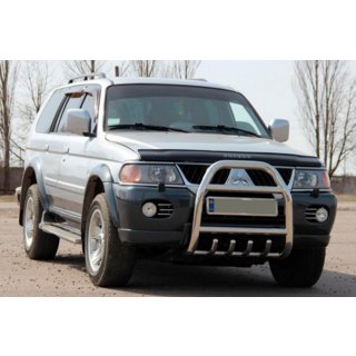Кенгурятник QT007 (нержавейка) Mitsubishi Pajero Sport 1996-2007 гг. фото 2
