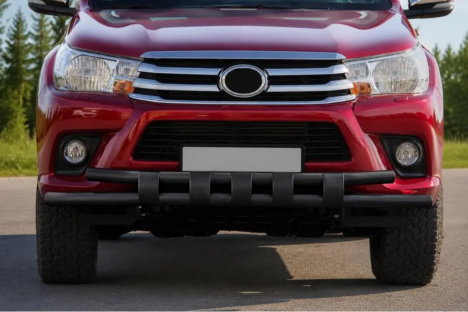 Toyota Hilux 2015- гг. Передняя защита ST015 Black (нерж. сталь) Фото 1
