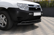 Renault Duster 2008–2017 гг. Передняя защита ST017 Black (нерж. сталь) фото 2