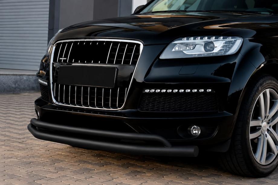Audi Q7 2005-2015 гг. Передняя защита ST017 Black (нерж. сталь) Фото 2
