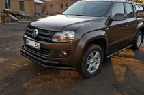 Volkswagen Amarok 2010-2022 гг. Передняя защита ST018-2 Black (нерж) фото 2