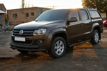 Volkswagen Amarok 2010-2022 гг. Передняя защита ST018-2 Black (нерж) фото 3