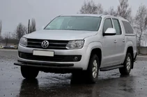 Volkswagen Amarok 2010-2022 гг. Передняя защита ST018-2 Black (нерж) фото 4