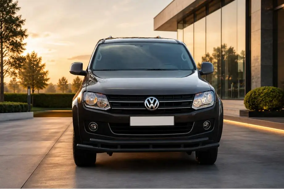 Volkswagen Amarok 2010-2022 гг. Передняя защита ST018-2 Black (нерж) Image