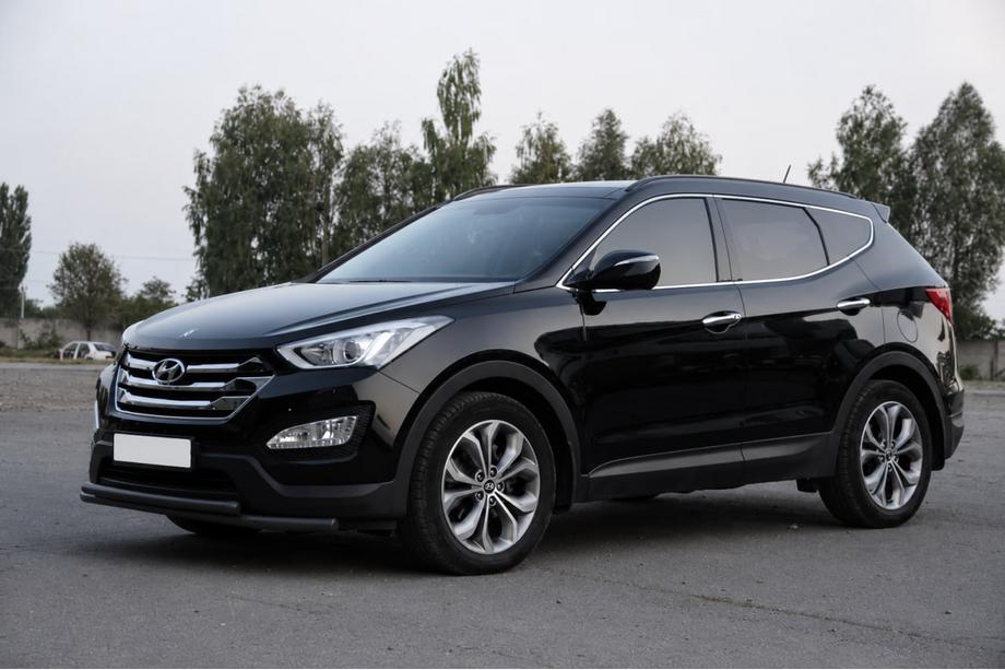 Hyundai Santa Fe 3 2012-2018 гг. Передняя дуга защиты ST014 Black (нержавеющая сталь) Фото 2